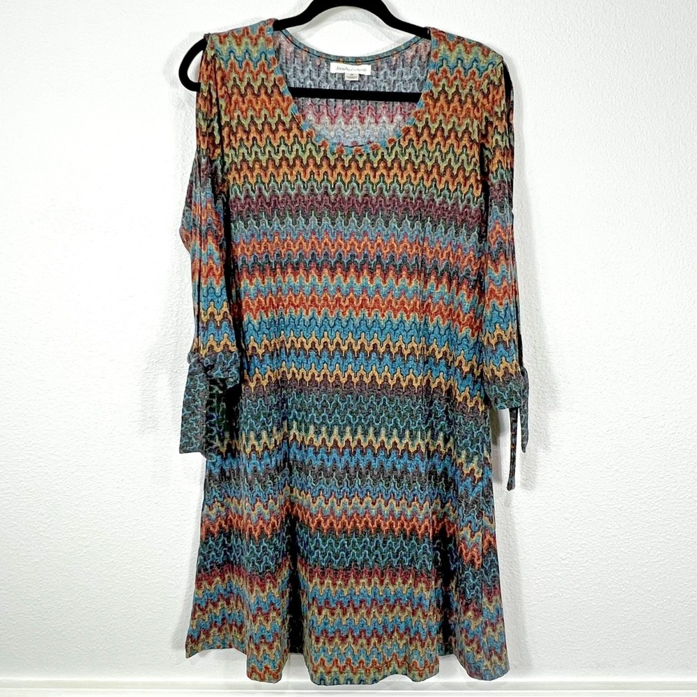 John Paul Richard Womens M Geometric Cold Shoulder Dress Indie Twee Casual